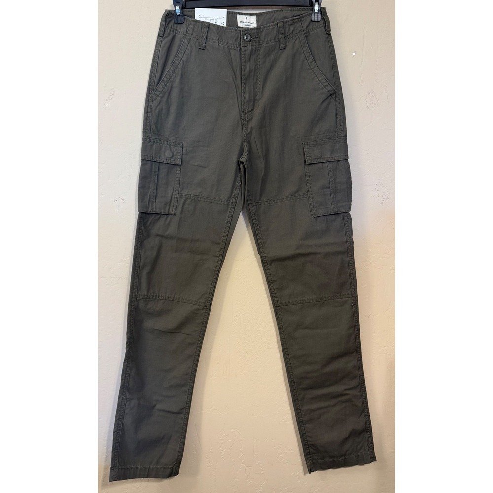 Mutual Weave Cargo Pants Mens 30x34 Dark Olive Relaxed Taper Ripstop Cotton NEW